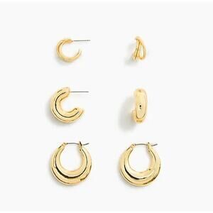 NWT J. Crew Gold-Plated Hoop Earrings - Set-of Three